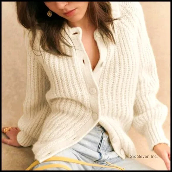 Chunky Knit Cardigan Sweater Y2K Oversized Open Front Casual Fall Wear - Picture 2 of 7